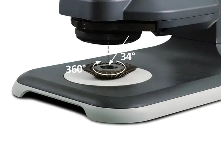 360 degree viewer with a sample metal cog