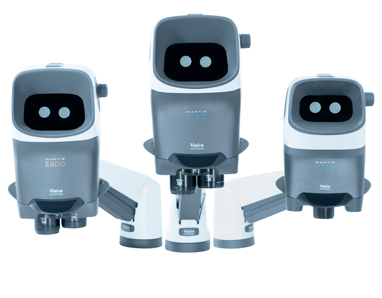 Familia de microscopios estereoscópicos Mantis de 3.ª generación, PIXO, ERGO e IOTA