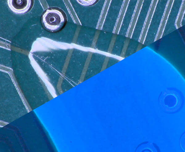 PCB bajo iluminación ultravioleta